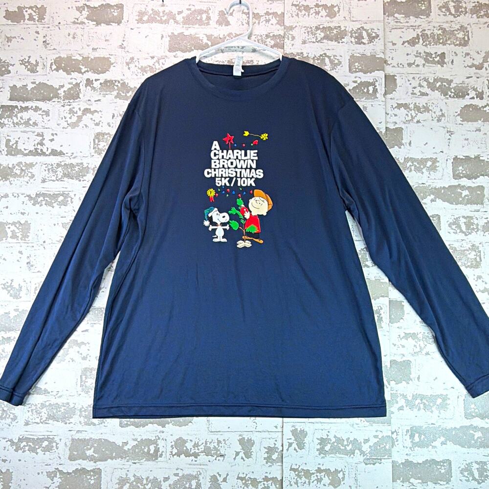 Team 365 Men’s Peanuts Charlie Brown Christmas 5K/10K Graphic Tee Blue XL